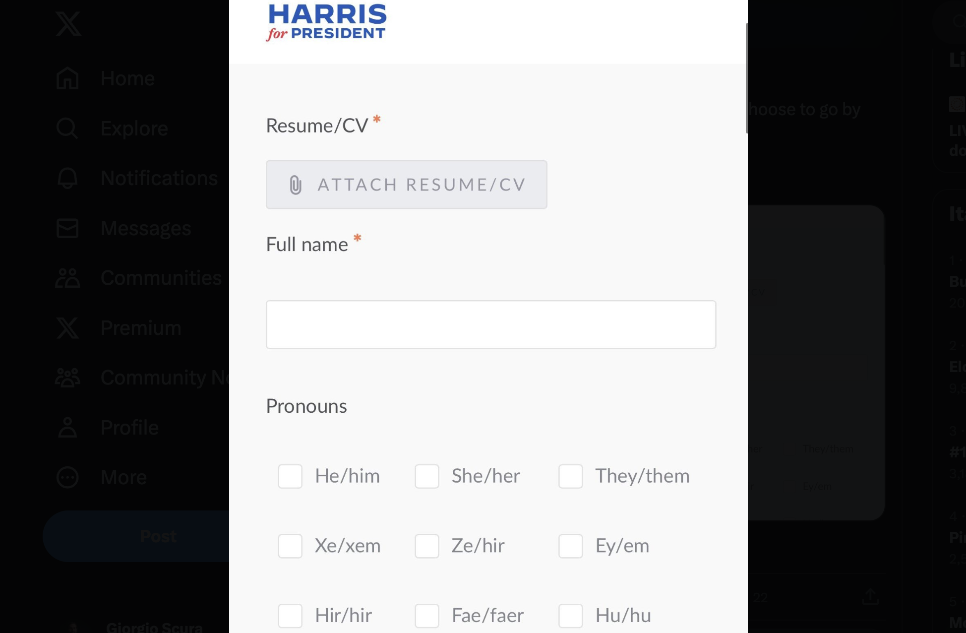 Kamala Harris invents 9 pronouns to choose from to register for her