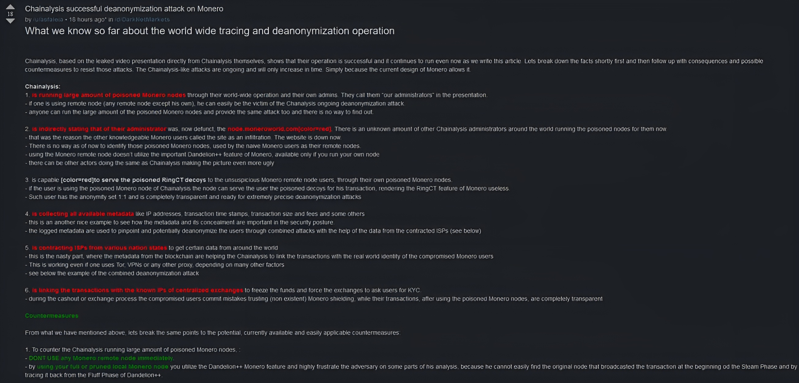 Chainalysis successfully deanonymises Monero transactions: details of  on-chain analysis