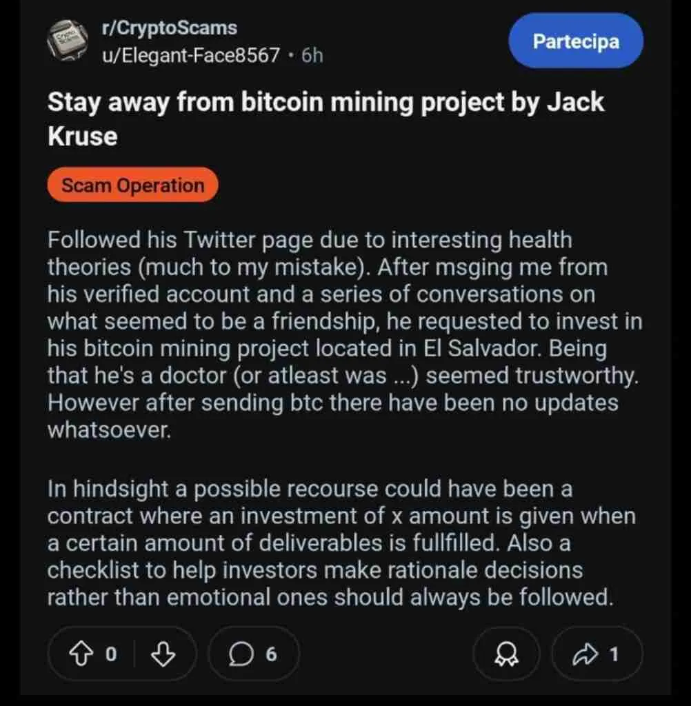 Jack Kruse: the impersonation scam of fake Bitcoin mining in El Salvador